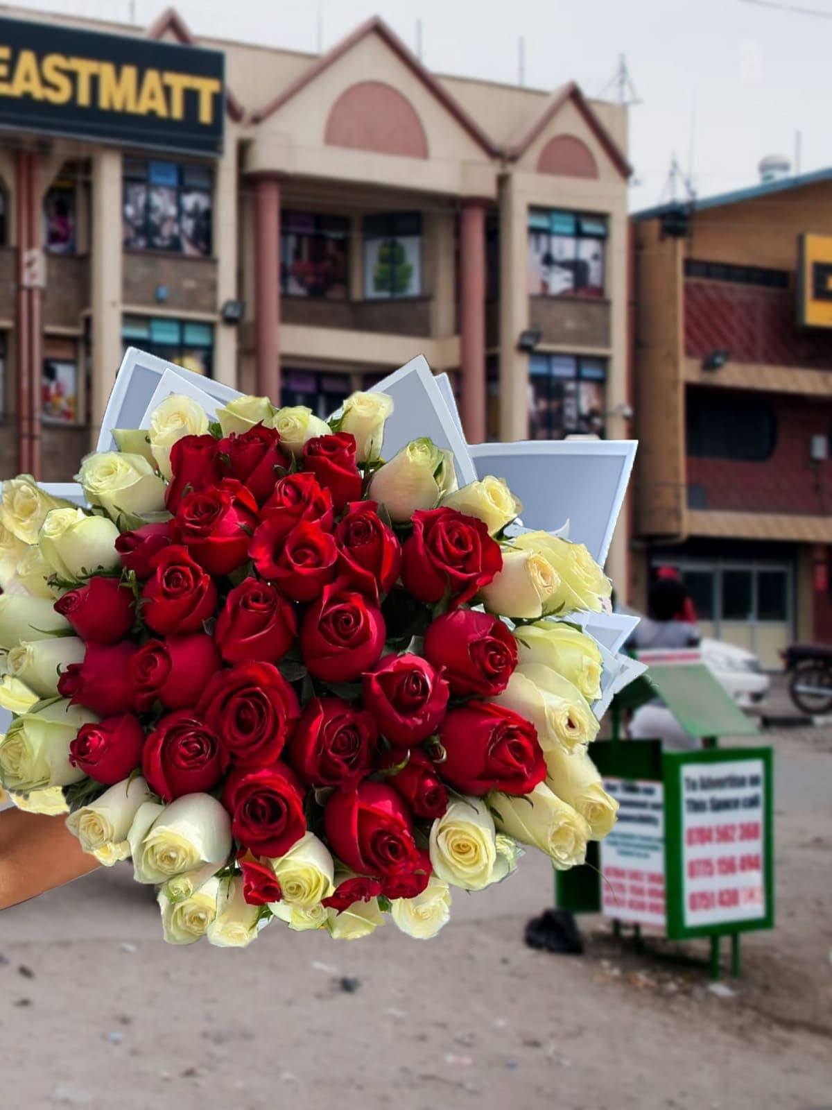 red and white flower bouquet