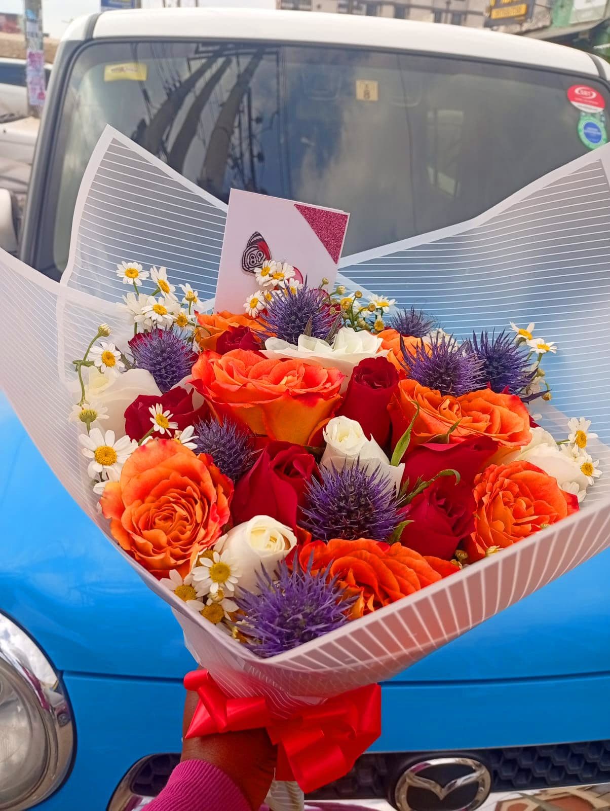 "Best Vibrant Orange & Pine Bouquets in Kitengela & Nairobi  and free gift– Happy Paradise Florist"